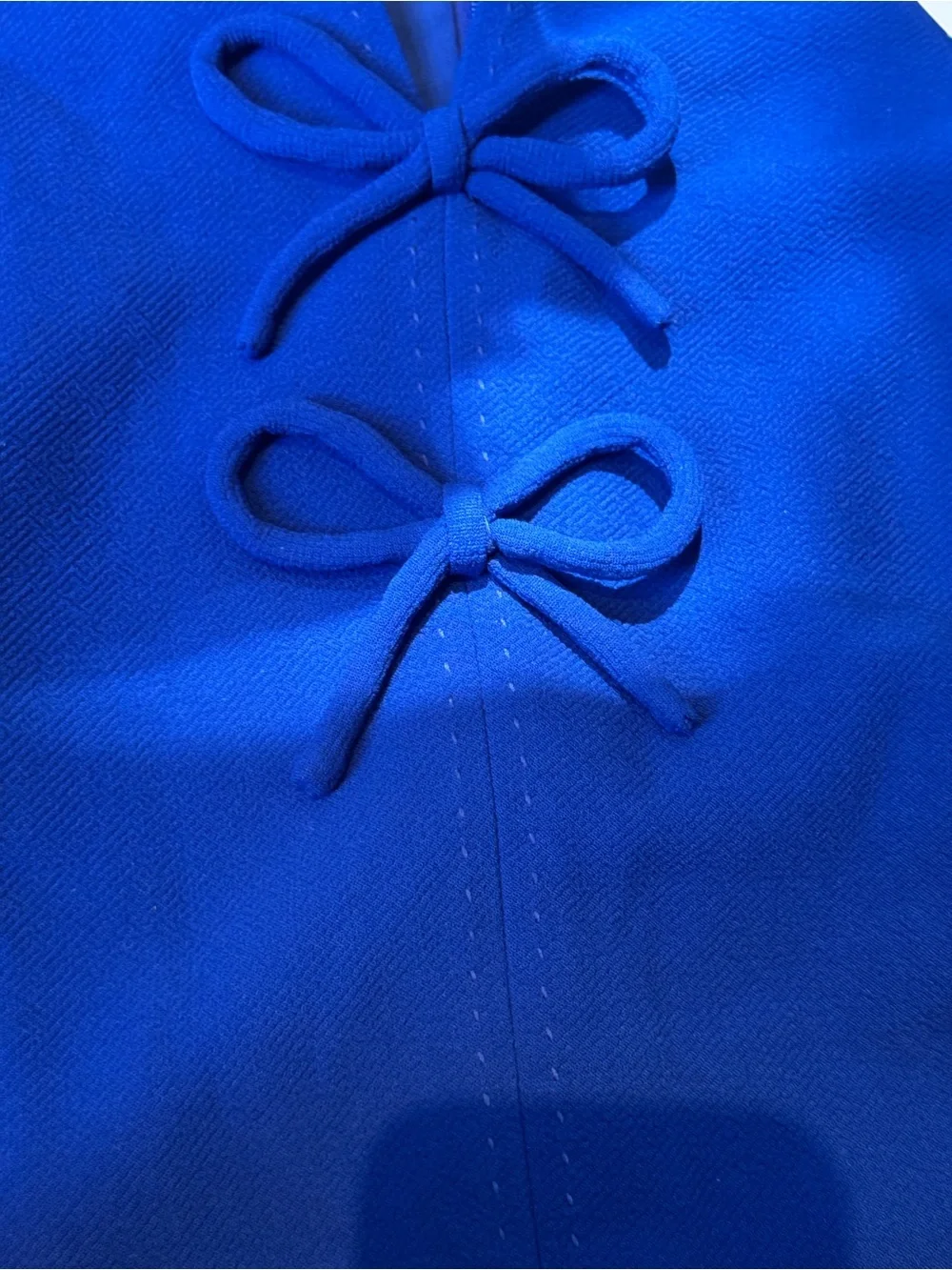 J. Crew Electric Blue Bow-Front Short Sleeve Tunic NEW WITH TAGS